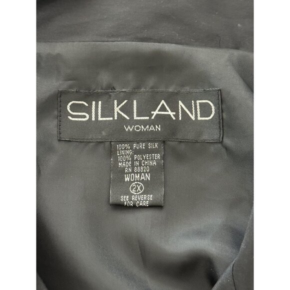 Silkland Womens Silk Jacket Black Floral Embroidered Button Down Tunic Size 2X - Picture 4 of 7